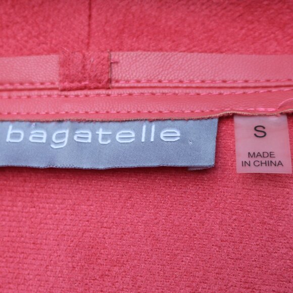 Bagatelle Salmon Coral Faux Vegan Leather Wide Collar Open Short Jacket Sz SMALL - Picture 6 of 7